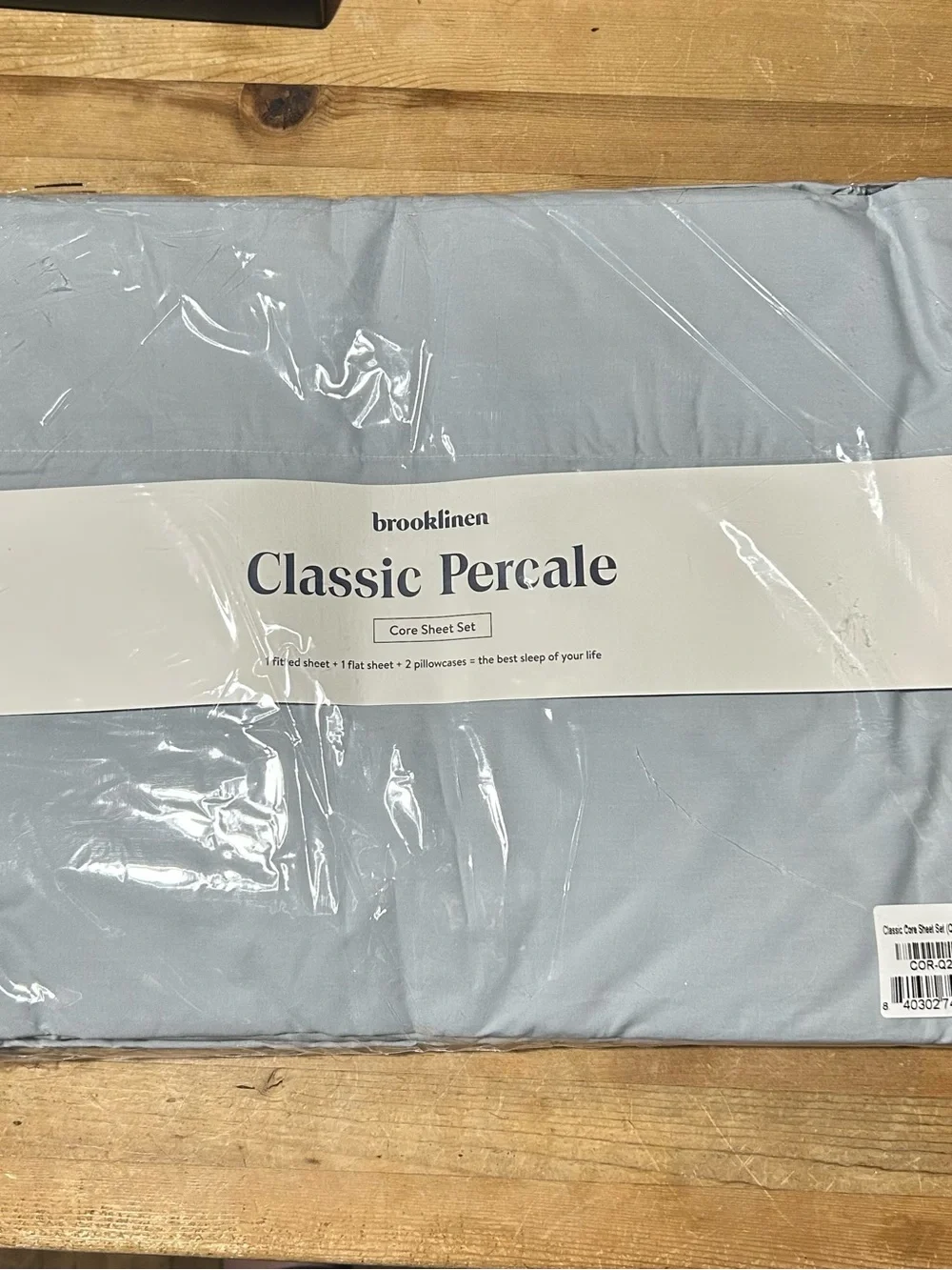Brooklinen Classic Percale Core Sheet Set Blue Frost Queen COR-Q219